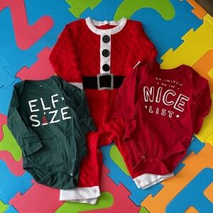 Festive Baby Onesie Set - Red, Green, White